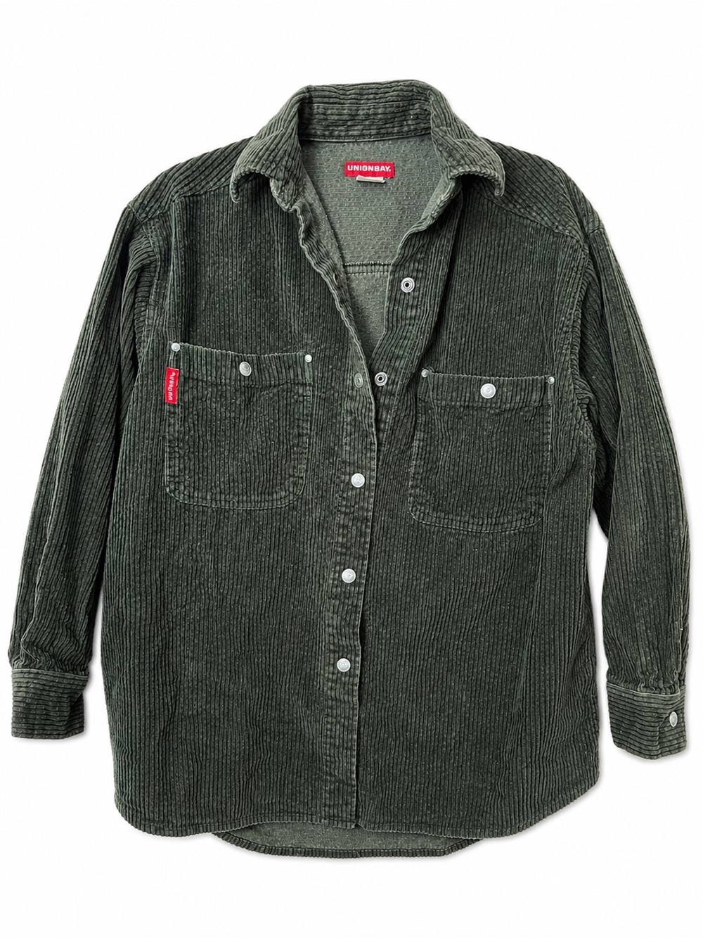 UNIONBAY Dark Olive Green Corduroy Button-Front Shirt